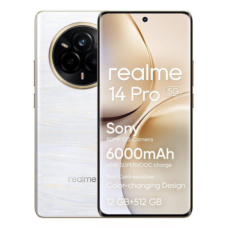 Realme 14 Pro 5g 12/512 GB Pearl White - Telecomunicazione Realme 14 Pro 5g 12/512 GB Pearl White